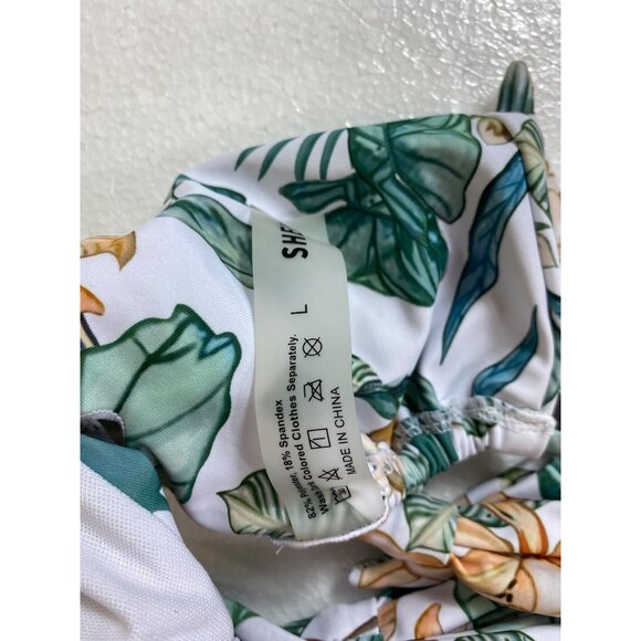 Tropical Print Halter Bikini Large White & Green Two-Piece Swimwear Sexy‎ Beach - Picture 6 of 8